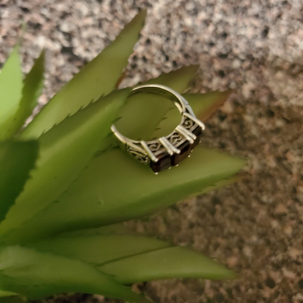 Sterling Silver and Garnet Ring - Picture 5 of 6